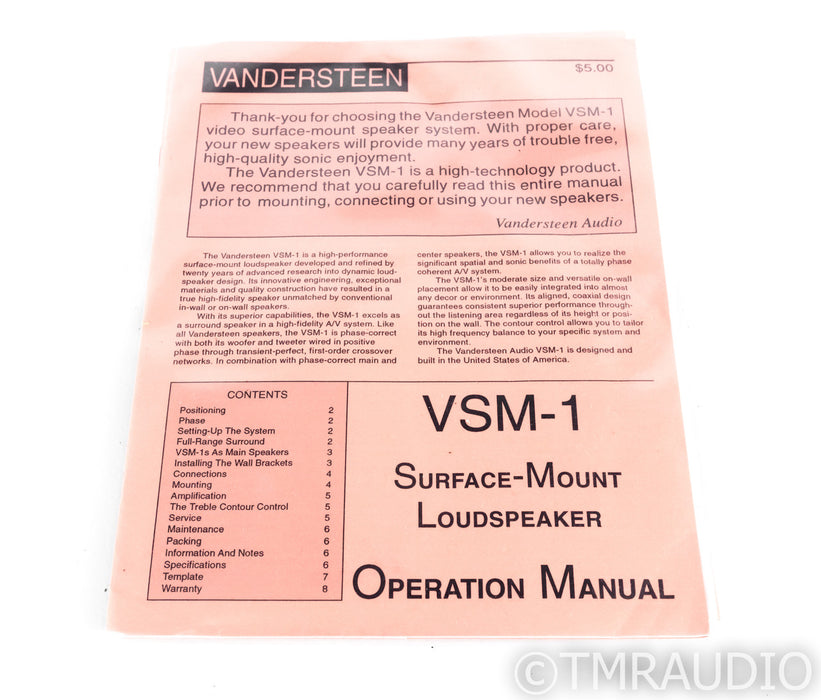 Vandersteen VSM-1 Surround Speakers; White Pair; VSM1