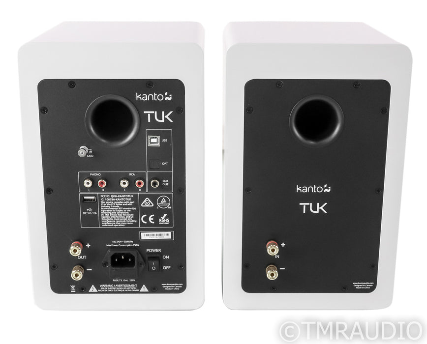 Kanto Tuk Powered Bookshelf Speakers; Remote; MM Phono; DAC; White Pair