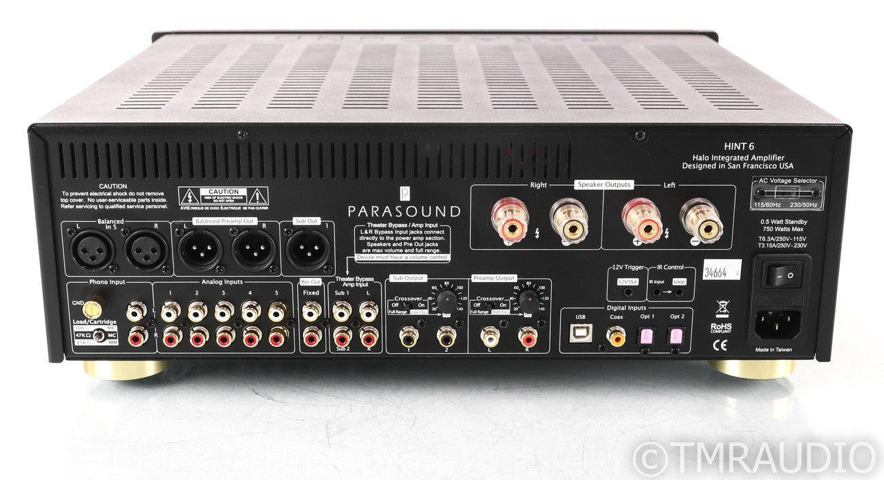 Parasound Halo HINT 6 2.1 Channel Integrated Amplifier; Remote; Black; MM / MC Phono