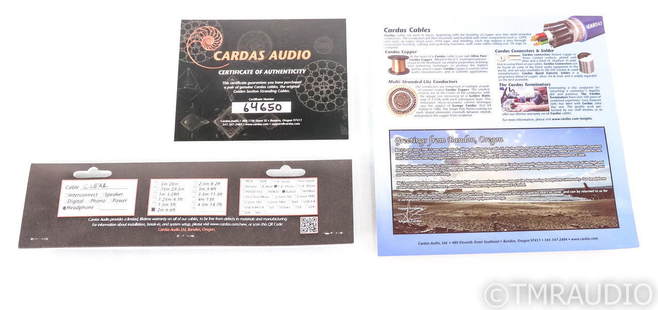 Cardas Clear Headphone Cable; 2m; Rhodium; For Audeze Headphones