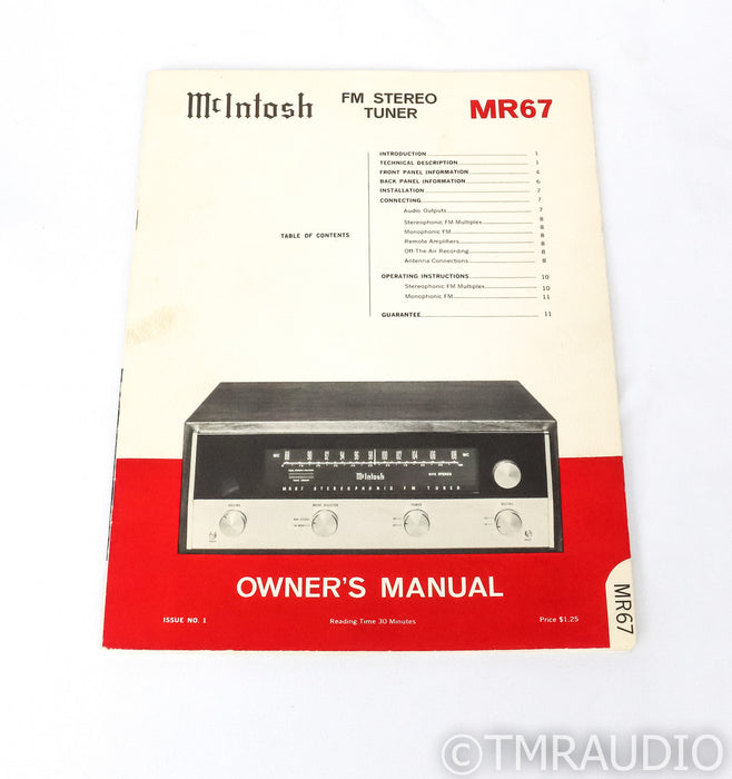 McIntosh MR67 Vintage Tube FM Tuner; MR-67