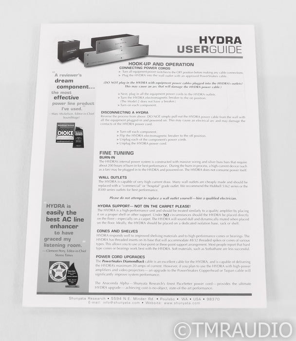 Shunyata Research Hydra Model 6 AC Power Line Conditioner; Silver