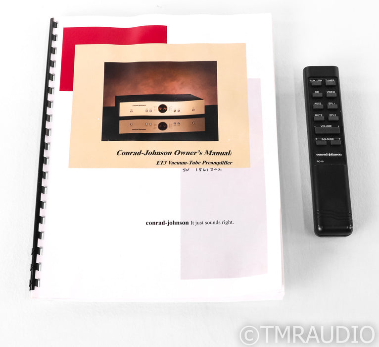 Conrad Johnson ET-3 Stereo Tube Hybrid Preamplifier; ET3; Remote