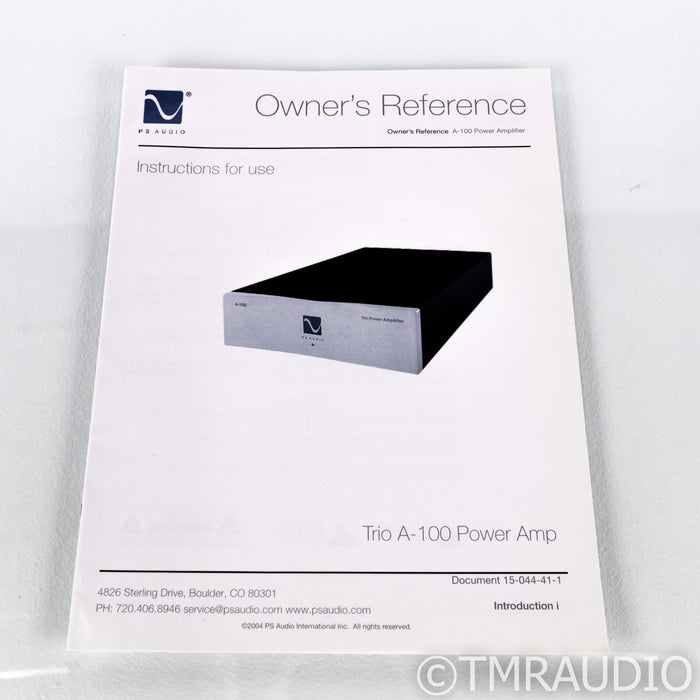PS Audio Trio A-100 Stereo Power Amplifier; A100