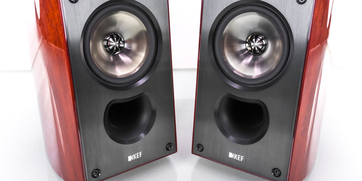 KEF XQ10 Bookshelf Speakers; Khaya Mahogany Pair — The Music Room