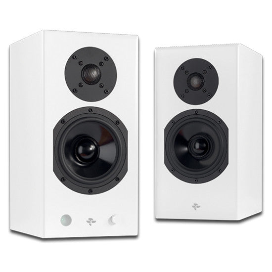 Totem Kin Play Powered Bookshelf Speakers; Satin White Pair (New Open Box)