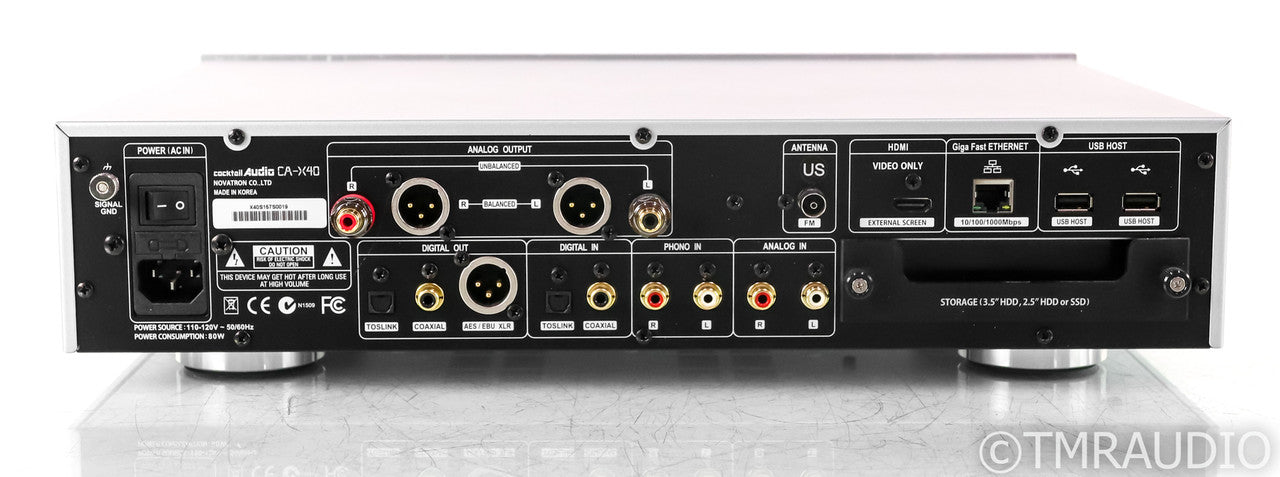 Cocktail Audio CA-X40 Network Streamer / CD Ripper / DAC; X40; MM Phono; Silver