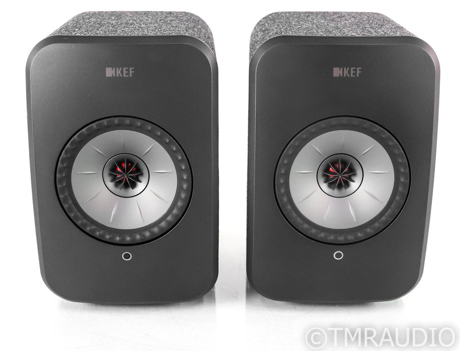 KEF LSX Wireless Powered Bookshelf Speakers; Black & Fabric Pair