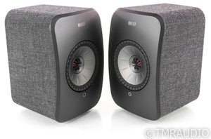 KEF LSX Wireless Powered Bookshelf Speakers; Black & Fabric Pair