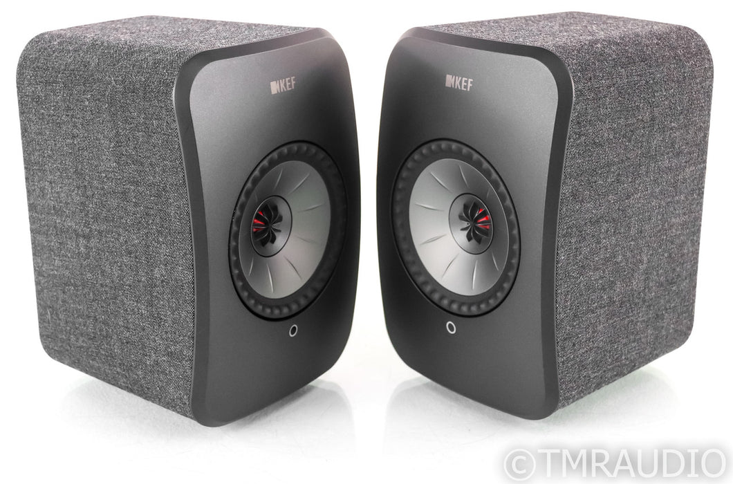 KEF LSX Wireless Powered Bookshelf Speakers; Black & Fabric Pair