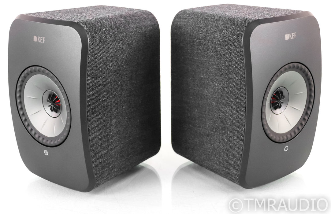 KEF LSX Wireless Powered Bookshelf Speakers; Black & Fabric Pair