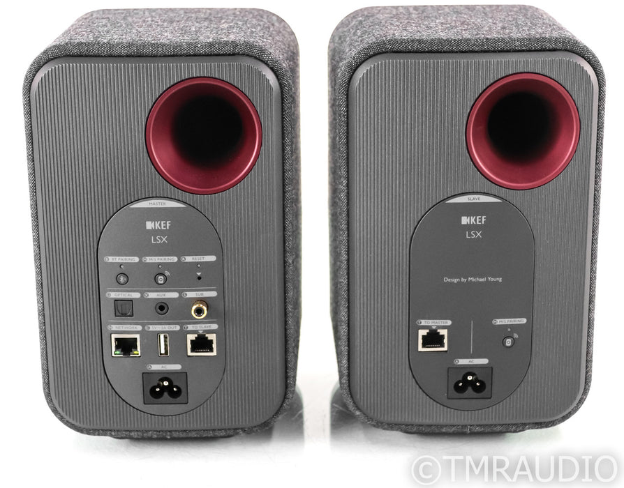 KEF LSX Wireless Powered Bookshelf Speakers; Black & Fabric Pair