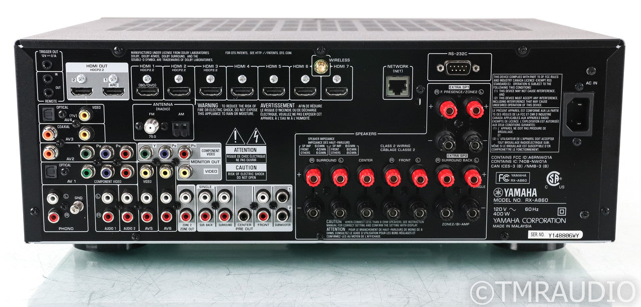 Yamaha RX-A860 7.2 Channel Home Theater Receiver; RXA860; 3D; Atmos; Remote