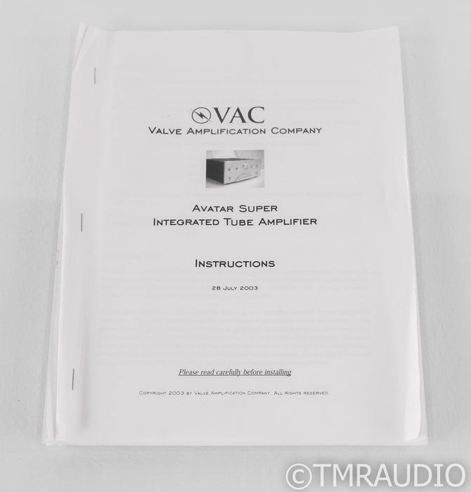 VAC Avatar Super Stereo Tube Integrated Amplifier