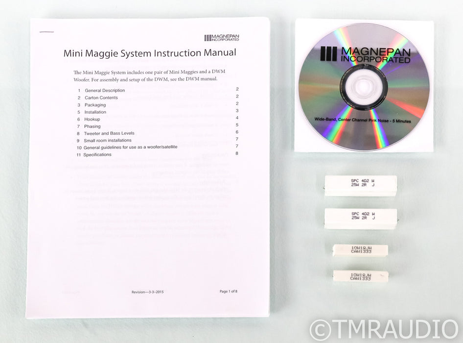 Magnepan Mini Maggie Planar Magnetic Speaker System; Black Pair w/ Subwoofer