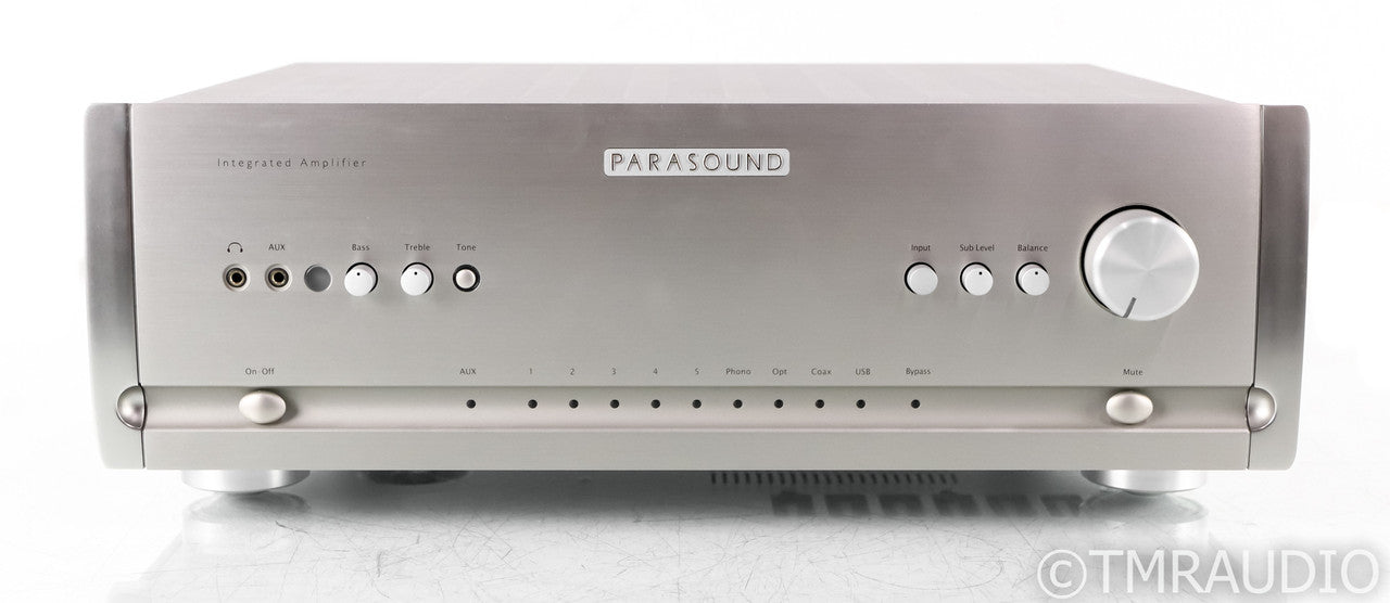Parasound Halo Integrated 2.1 Channel Amplifier; Silver; MM / MC Phono; Remote