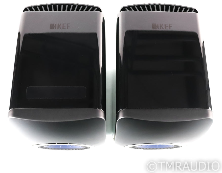 KEF LS50 Wireless Powered Bookshelf Speakers; LS50W;Gloss Black/Blue Pair