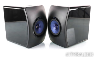KEF LS50 Wireless Powered Bookshelf Speakers; LS50W;Gloss Black/Blue Pair