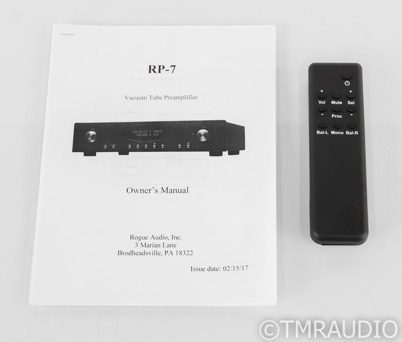 Rogue Audio RP-7 Stereo Tube Preamplifier; RP7; Black; Remote