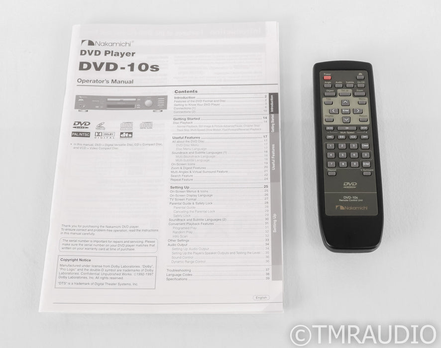 Nakamichi DVD-10s CD / DVD Player; DVD10s; Remote