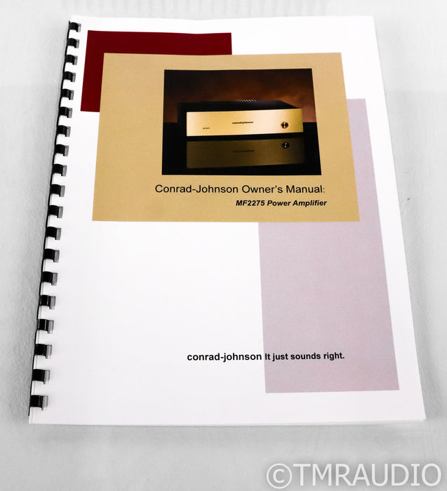 Conrad Johnson MF-2275 SE Stereo Power Amplifier; MF2275 (Low Hours!)