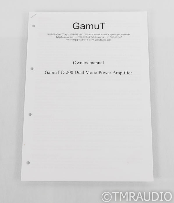 GamuT D200 Stereo Power Amplifier; D-200