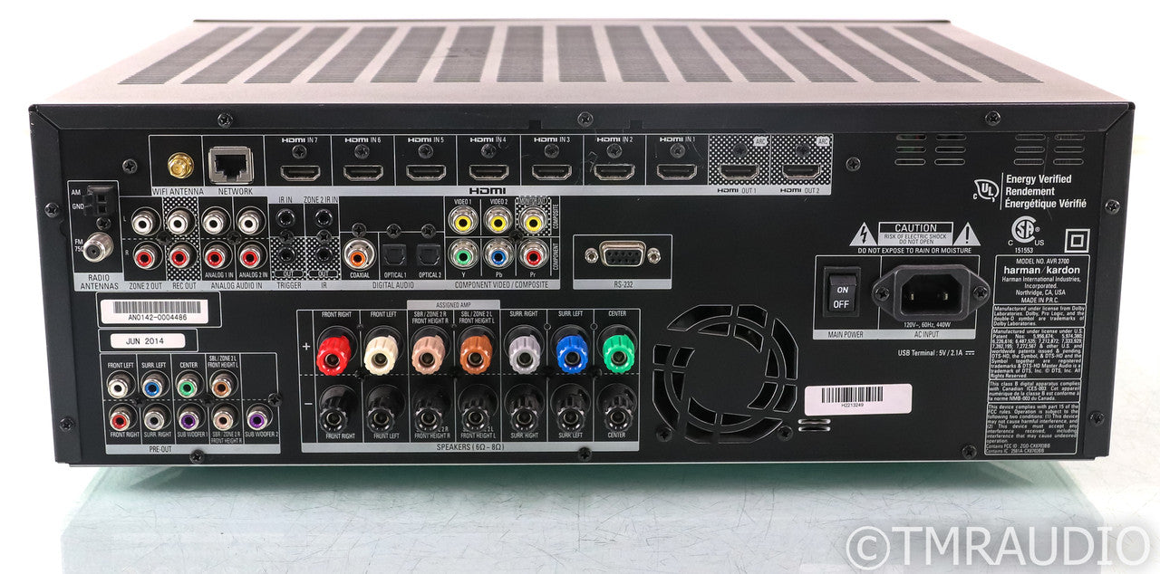 Harman Kardon AVR 3700 7.2 Channel Home Theater Reciever; AVR-3700; Remote