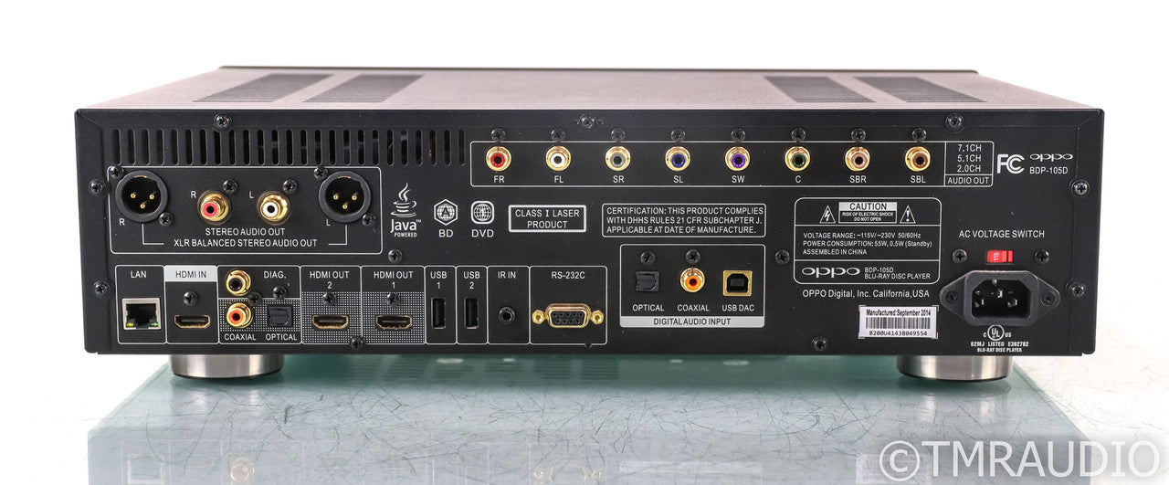Oppo BDP-105D Universal Blu-Ray Disc Player; Remote; Darbee Edition