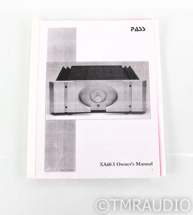 Pass Labs XA60.5 Mono Power Amplifier; XA-60.5; Silver Pair (Broken Meter)