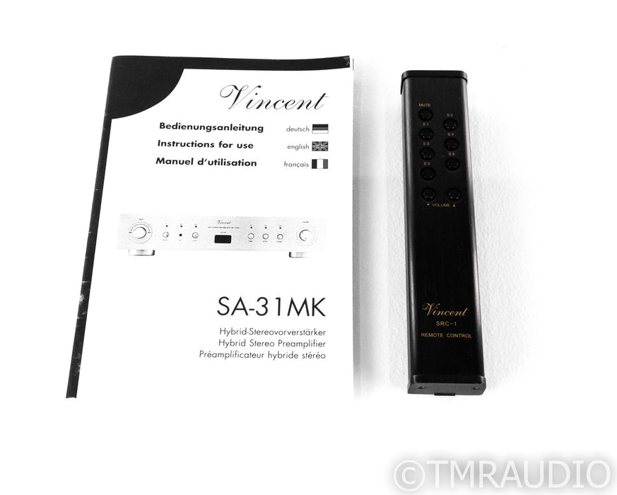Vincent SA-31MK Stereo Tube Preamplifier; Hybrid; Line-Stage; Black; Remote