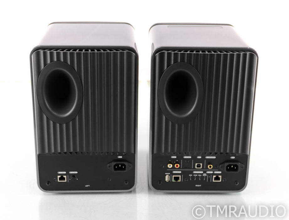 KEF LS50W Wireless Powered Bookshelf Speakers; Titanium Grey Pair; Remote