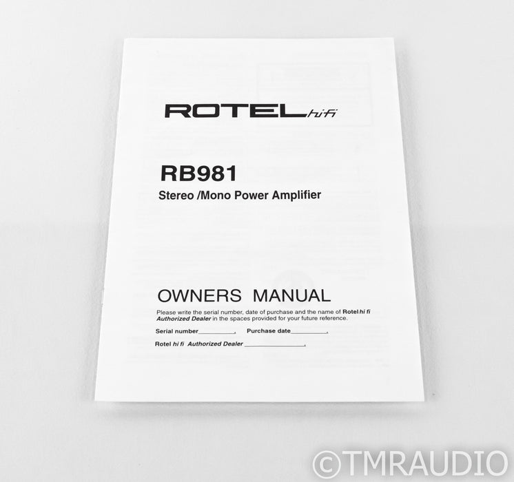 Rotel RB981 Stereo Power Amplifier; RB-981