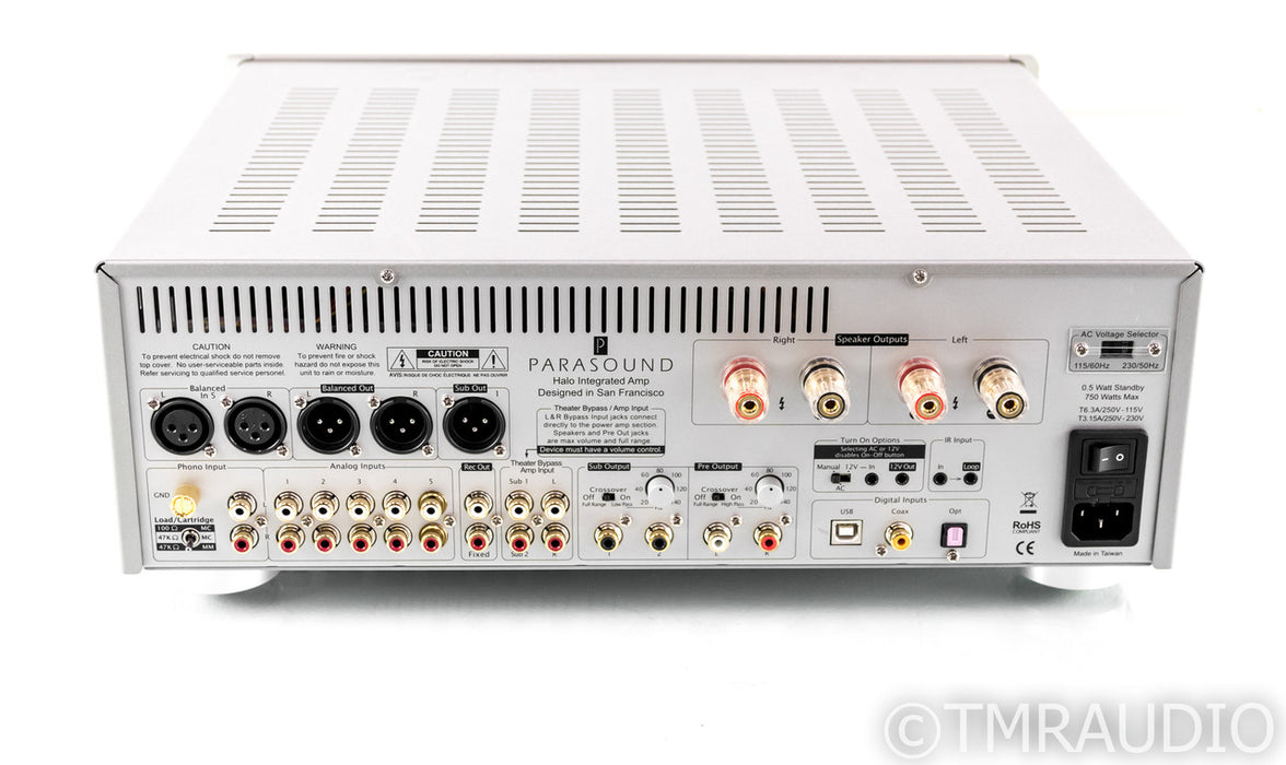 Parasound Halo Integrated 2.1 Channel Integrated Amplifier; Remote; MM/MC Phono