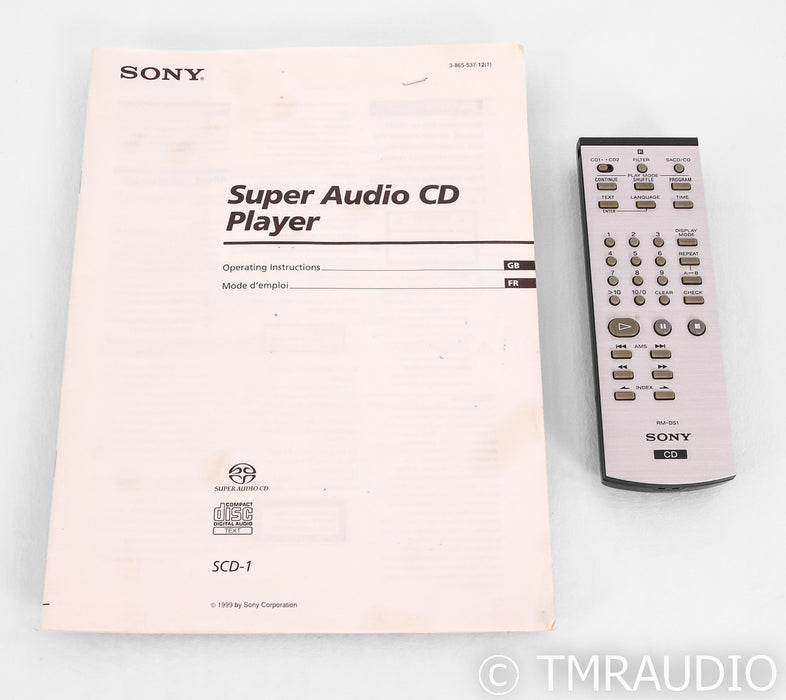Sony SCD-1 CD / SACD Player; SCD1; Remote; Silver; SCD1; Remote; Silver