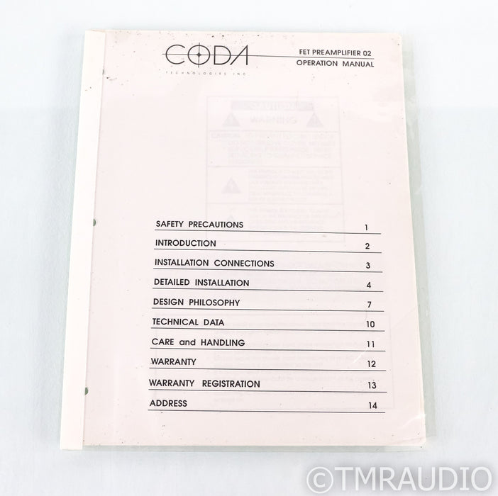 CODA FET 02 Vintage Stereo Preamplifier