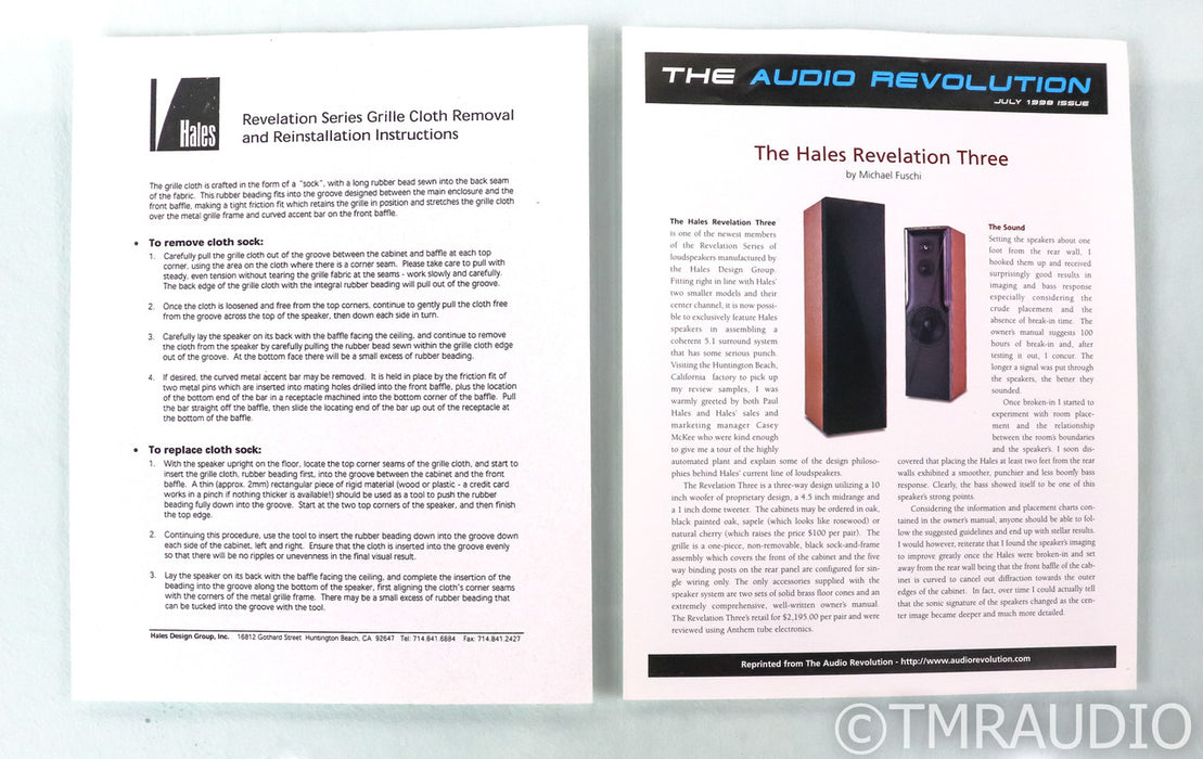 Hales Revelation Three Floorstanding Speakers