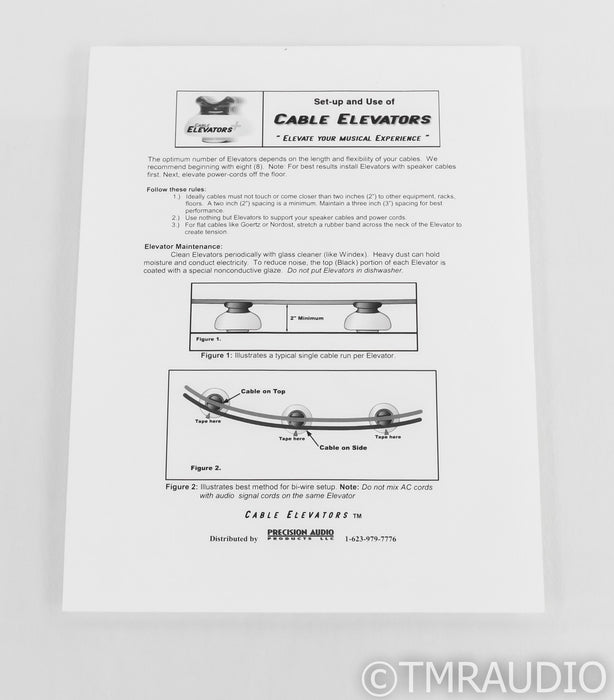 Precision Audio Cable Elevators; Porcelain Set of 8 Risers