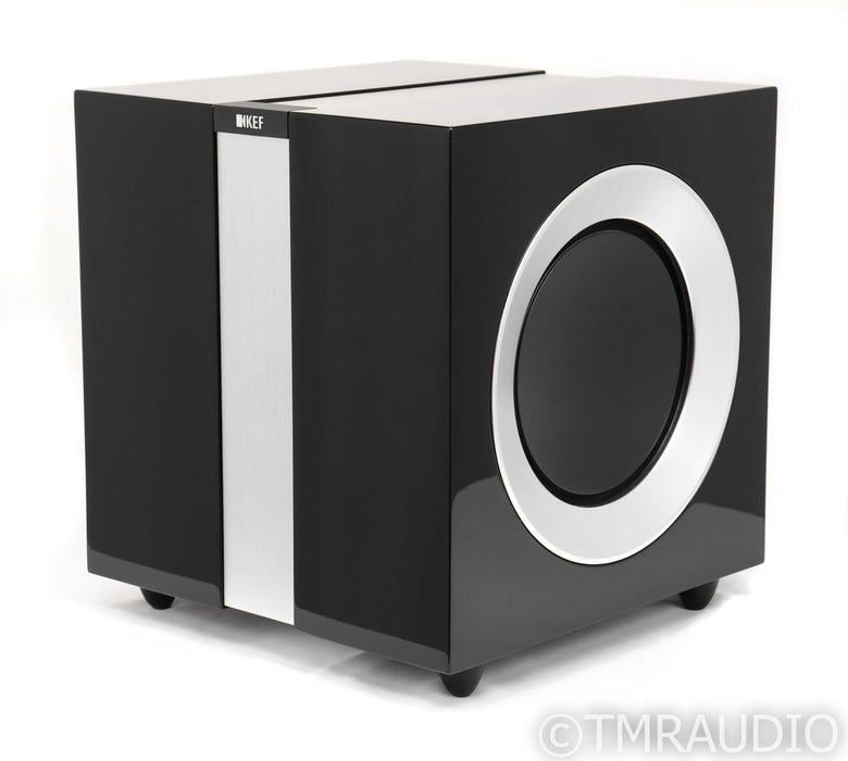 KEF R400b Dual 9" Powered Subwoofer; Gloss Black; R-400b