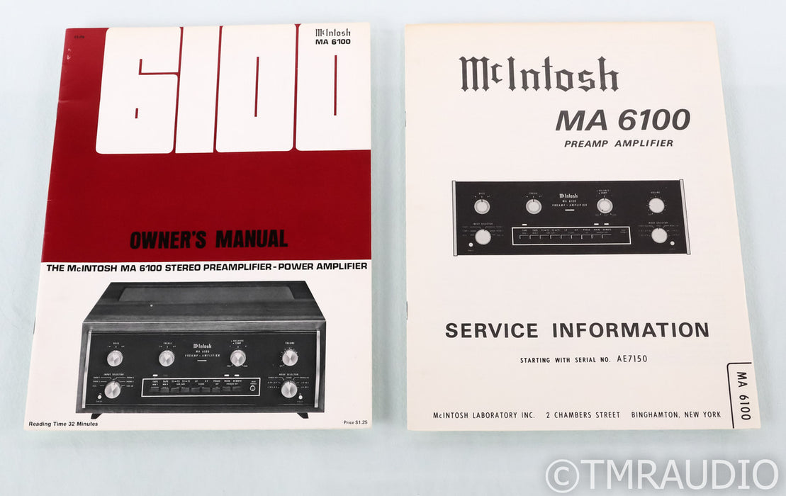 McIntosh MA 6100 Vintage Stereo Preamplifier; Late; MM Phono; AS-IS (Bad Right Channel)