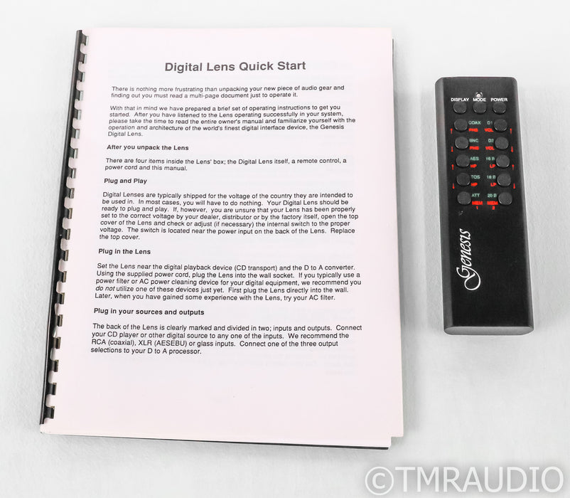 Genesis Digital Lens Jitter Reduction / Processor; Remote; Paul McGowan; Remote; Paul McGowan