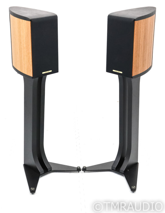 Sonus Faber Liuto Monitor Wood Bookshelf Speakers; Walnut & Black Pair w/ Stands