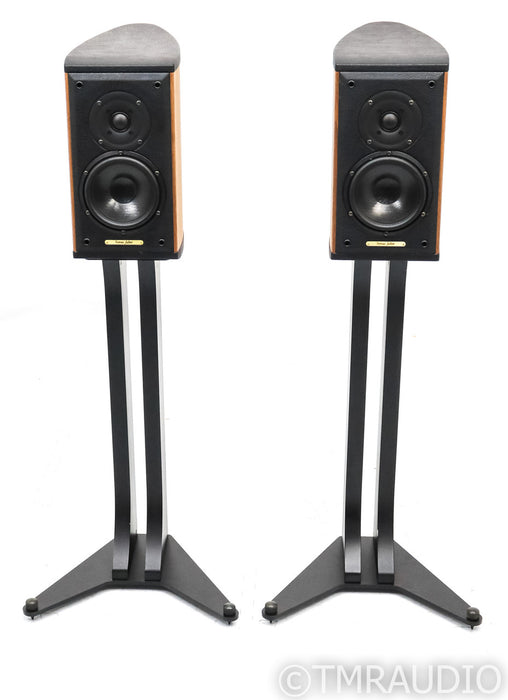 Sonus Faber Liuto Monitor Wood Bookshelf Speakers; Walnut & Black Pair w/ Stands