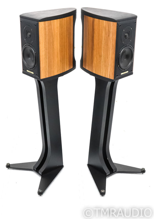 Sonus Faber Liuto Monitor Wood Bookshelf Speakers; Walnut & Black Pair w/ Stands
