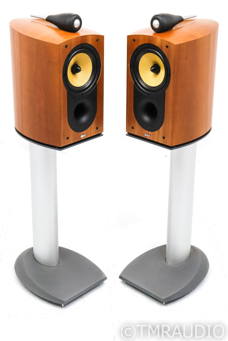 B&W Nautilus 805 Bookshelf Speakers; Cherry Pair w/ Stands