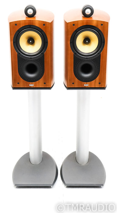 B&W Nautilus 805 Bookshelf Speakers; Cherry Pair w/ Stands