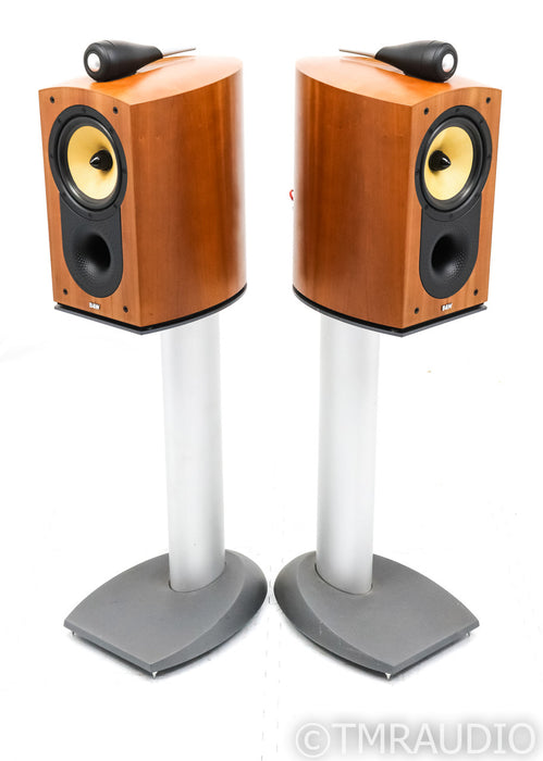 B&W Nautilus 805 Bookshelf Speakers; Cherry Pair w/ Stands