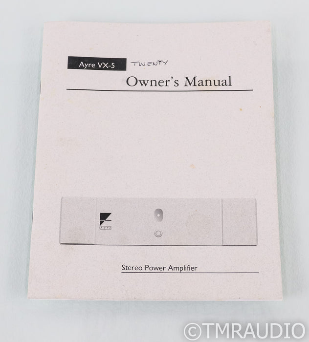 Ayre VX-5 Twenty Stereo Power Amplifier; VX5; Silver