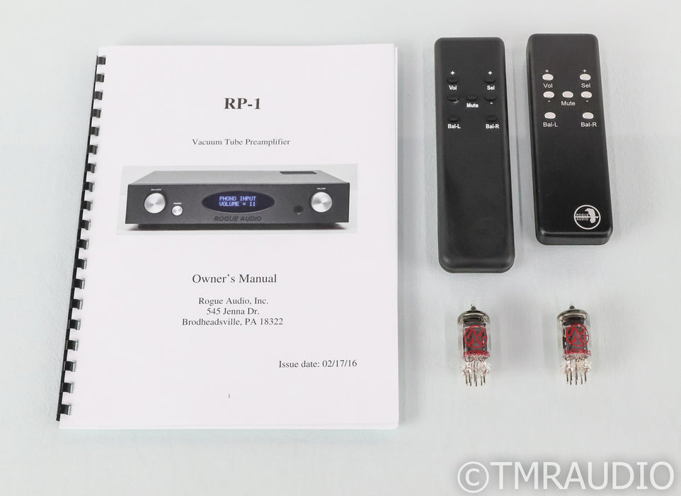 Rogue RP-1 Stereo Tube Preamplifier; RP1; Remote; Black; MM / MC Phono