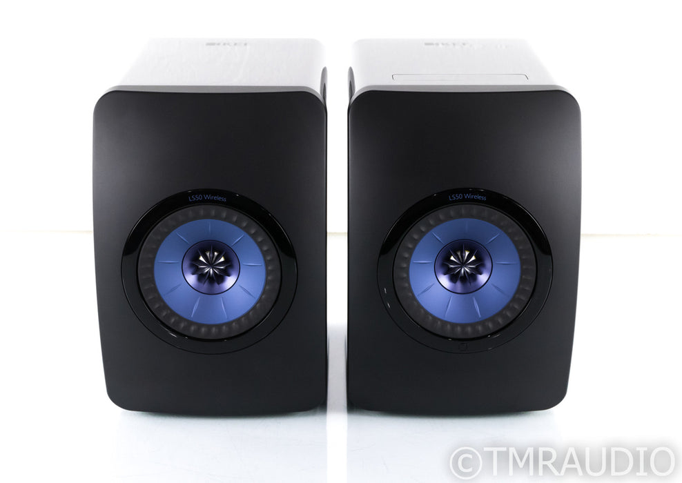 KEF LS50W Wireless Powered Bookshelf Speakers; Gloss Black / Blue Pair; LS-50W