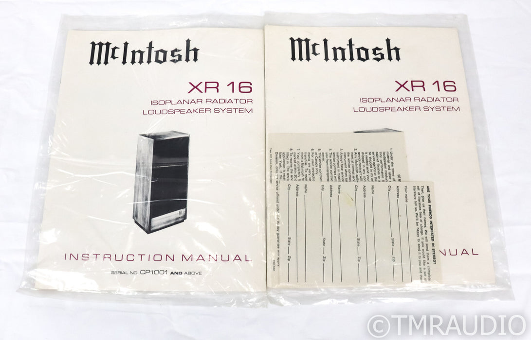 McIntosh XR-16 Vintage Floorstanding Speakers; Walnut Pair; XR16 (New Surrounds)